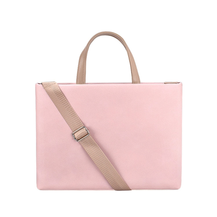 กระเป๋าถือโน้ตบุ๊กกันน้ำ PU แบบสะพายข้างสำหรับโน้ตบุ๊กขนาด 13.3 นิ้ว, 13.3 นิ้ว (สีชมพู), 13.3 นิ้ว (สีขาว)