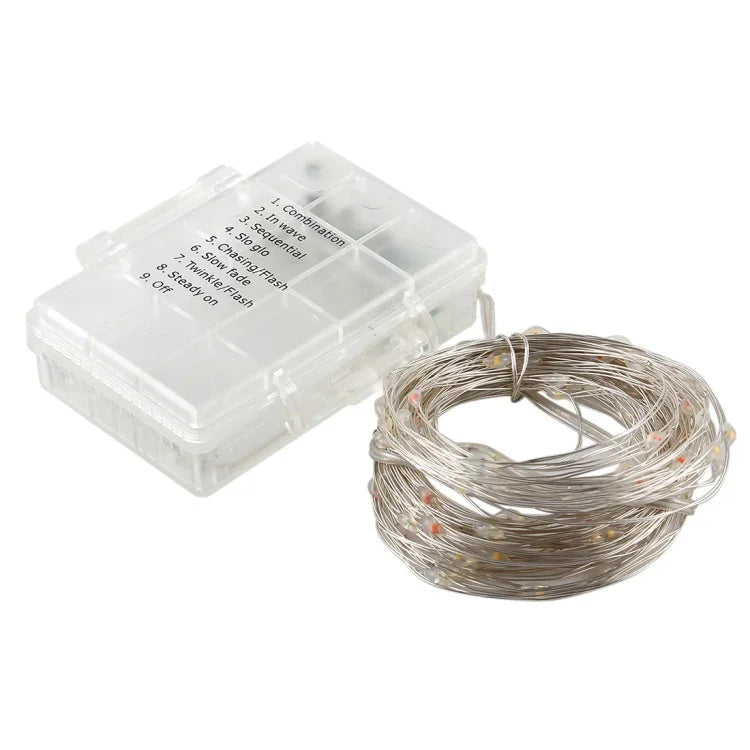 ไฟสายไฟนางฟ้า 50 ดวง LED ใช้ถ่าน AA 3 ก้อน พร้อมรีโมทคอนโทรล, DC 5V, สีสันสดใส/รีโมทคอนโทรล, สีขาว/รีโมทคอนโทรล, สีขาวอุ่น/รีโมทคอนโทรล