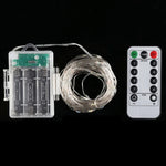 ไฟสายไฟนางฟ้า 50 ดวง LED ใช้ถ่าน AA 3 ก้อน พร้อมรีโมทคอนโทรล, DC 5V, สีสันสดใส/รีโมทคอนโทรล, สีขาว/รีโมทคอนโทรล, สีขาวอุ่น/รีโมทคอนโทรล