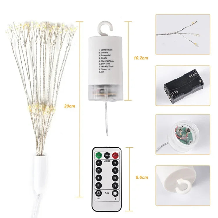 ไฟตกแต่ง LED 150 ดวง ใช้ถ่าน พร้อมรีโมทคอนโทรล, ความยาว 30 ซม. ไฟสีสันสดใส, 30 ซม. ไฟสีขาว, 30 ซม. ไฟสีขาวอุ่น