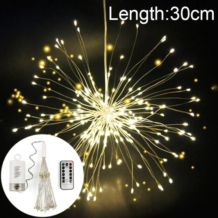 ไฟตกแต่ง LED 150 ดวง ใช้ถ่าน พร้อมรีโมทคอนโทรล, ความยาว 30 ซม. ไฟสีสันสดใส, 30 ซม. ไฟสีขาว, 30 ซม. ไฟสีขาวอุ่น