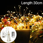 ไฟตกแต่ง LED 150 ดวง ใช้ถ่าน พร้อมรีโมทคอนโทรล, ความยาว 30 ซม. ไฟสีสันสดใส, 30 ซม. ไฟสีขาว, 30 ซม. ไฟสีขาวอุ่น