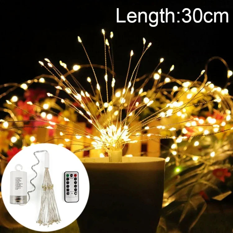 ไฟตกแต่ง LED 150 ดวง ใช้ถ่าน พร้อมรีโมทคอนโทรล, ความยาว 30 ซม. ไฟสีสันสดใส, 30 ซม. ไฟสีขาว, 30 ซม. ไฟสีขาวอุ่น