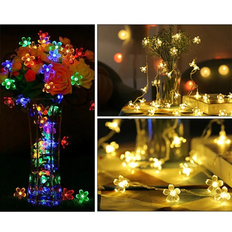 ไฟประดับเทศกาลดอกซากุระ 6 เมตร 40 LED, ใช้แบตเตอรี่, ไฟสีสัน 6 เมตร, ไฟสีขาวอุ่น 6 เมตร