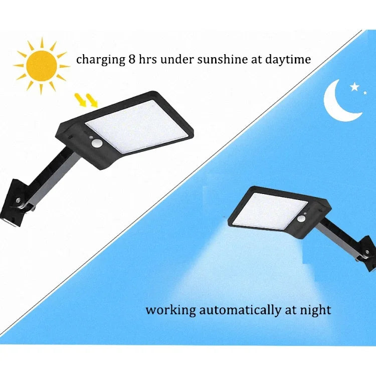 โคมไฟแบนพลังงานแสงอาทิตย์ 6W 800LM 48 LEDs พร้อมขาตั้งและรีโมทคอนโทรล