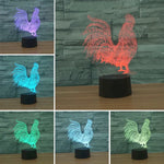 โคมไฟตั้งโต๊ะ LED วิชั่น 3D รูปไก่ สีสันสดใส รุ่นรีโมทคอนโทรล 16 สี