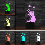โคมไฟตั้งโต๊ะ LED วิชั่น 3D รูปแมว สีสันสดใส รุ่นรีโมทคอนโทรล 16 สี