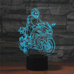 โคมไฟตั้งโต๊ะ LED วิชั่น 3D รูปรถจักรยานยนต์ สีสันสดใส รุ่นสัมผัสชาร์จไฟ