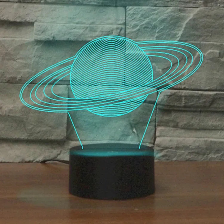 โคมไฟตั้งโต๊ะ LED วิชั่น 3D รูปรูปดาวเสาร์ สีสันสดใส รุ่นรีโมทคอนโทรลแบบแตก