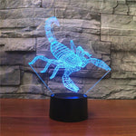 โคมไฟตั้งโต๊ะไฟ LED วิชั่น 3D รูปแมงป่อง สีสันสดใส รุ่นสัมผัส USB รุ่นสัมผัส USB