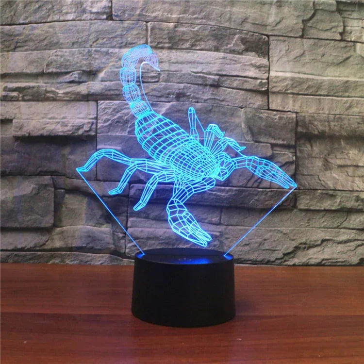 โคมไฟตั้งโต๊ะไฟ LED วิชั่น 3D รูปแมงป่อง สีสันสดใส รุ่นสัมผัส USB รุ่นสัมผัส USB