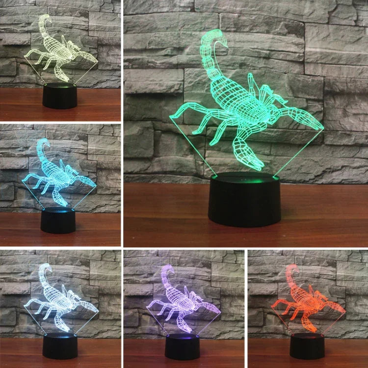 โคมไฟตั้งโต๊ะไฟ LED วิชั่น 3D รูปแมงป่อง สีสันสดใส รุ่นสัมผัส USB รุ่นสัมผัส USB