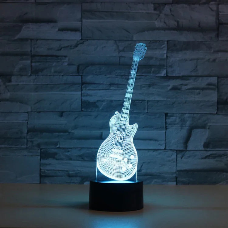 โคมไฟตั้งโต๊ะไฟ LED วิชั่น 3D รูปกีตาร์ สีสันสดใส รุ่นรีโมทคอนโทรล 16 สี รุ่นรีโมทคอนโทรล 16 สี