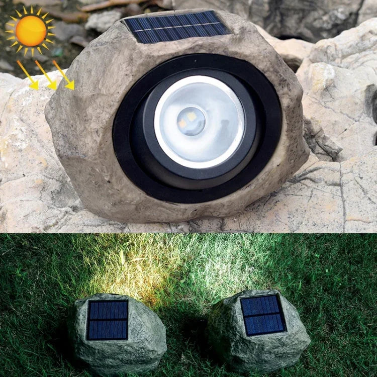 ไฟสปอร์ตไลท์จำลองหินพลังงานแสงอาทิตย์ LED กันน้ำ IP65 สำหรับสวนและสนามหญ้ากลางแจ้ง
