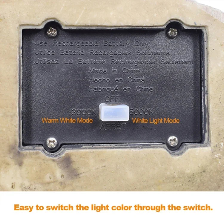 ไฟสปอร์ตไลท์จำลองหินพลังงานแสงอาทิตย์ LED กันน้ำ IP65 สำหรับสวนและสนามหญ้ากลางแจ้ง