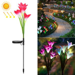 โคมไฟสนามจำลองดอกลิลลี่ 4 หัว พลังงานแสงอาทิตย์ LED กันน้ำ IP55 สีขาว