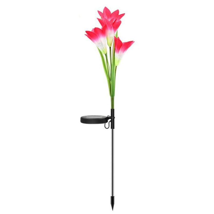 โคมไฟสนามจำลองดอกลิลลี่ 4 หัว พลังงานแสงอาทิตย์ LED กันน้ำ IP55 สีขาว