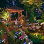 โคมไฟสนามจำลองดอกลิลลี่ 4 หัว พลังงานแสงอาทิตย์ LED กันน้ำ IP55 สีขาว