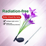 โคมไฟสนามจำลองดอกลิลลี่ 4 หัว พลังงานแสงอาทิตย์ LED กันน้ำ IP55 สีขาว