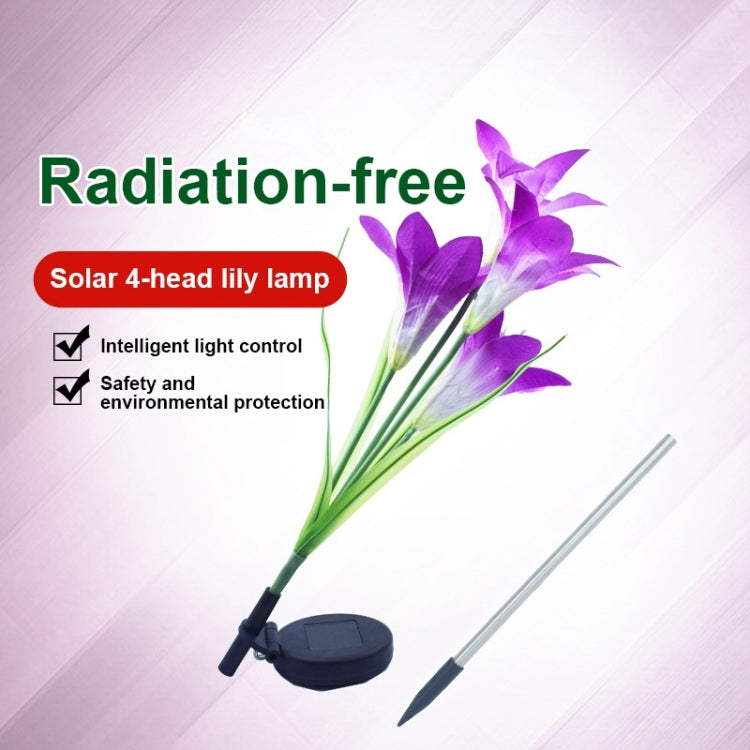 โคมไฟสนามจำลองดอกลิลลี่ 4 หัว พลังงานแสงอาทิตย์ LED กันน้ำ IP55 สีขาว