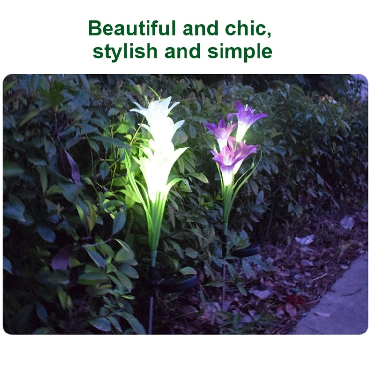 โคมไฟสนามจำลองดอกลิลลี่ 4 หัว พลังงานแสงอาทิตย์ LED กันน้ำ IP55 สีขาว