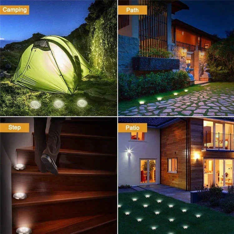 ไฟฝังดินพลังงานแสงอาทิตย์ 2 ชิ้น 12 ดวง LED กันน้ำ IP65 สำหรับสวนและถนนกลางแจ้ง, 12 ดวง LED