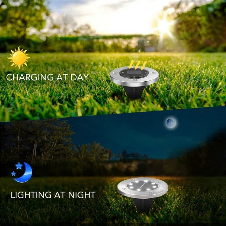 ไฟฝังดินพลังงานแสงอาทิตย์ 2 ชิ้น 16 ดวง LED กันน้ำ IP65 สำหรับสวนและถนนกลางแจ้ง, 16 ดวง LED