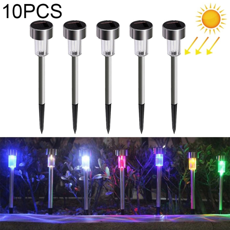 โคมไฟสนามกลางแจ้งพลังงานแสงอาทิตย์ 10 ชิ้น สแตนเลส กันน้ำ IP65 ไฟตกแต่งสวน LED