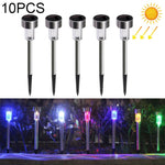 โคมไฟสนามกลางแจ้งพลังงานแสงอาทิตย์ 10 ชิ้น สแตนเลส กันน้ำ IP65 ไฟตกแต่งสวน LED