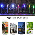 โคมไฟสนามกลางแจ้งพลังงานแสงอาทิตย์ 10 ชิ้น สแตนเลส กันน้ำ IP65 ไฟตกแต่งสวน LED
