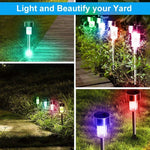 โคมไฟสนามกลางแจ้งพลังงานแสงอาทิตย์ 10 ชิ้น สแตนเลส กันน้ำ IP65 ไฟตกแต่งสวน LED
