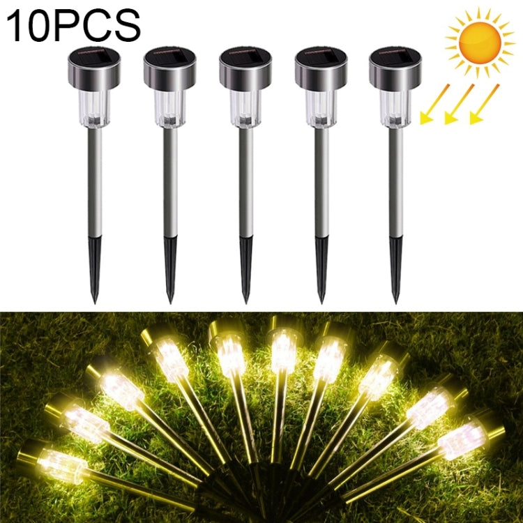 โคมไฟสนามกลางแจ้งพลังงานแสงอาทิตย์ 10 ชิ้น สแตนเลส กันน้ำ IP65 ไฟตกแต่งสวน LED