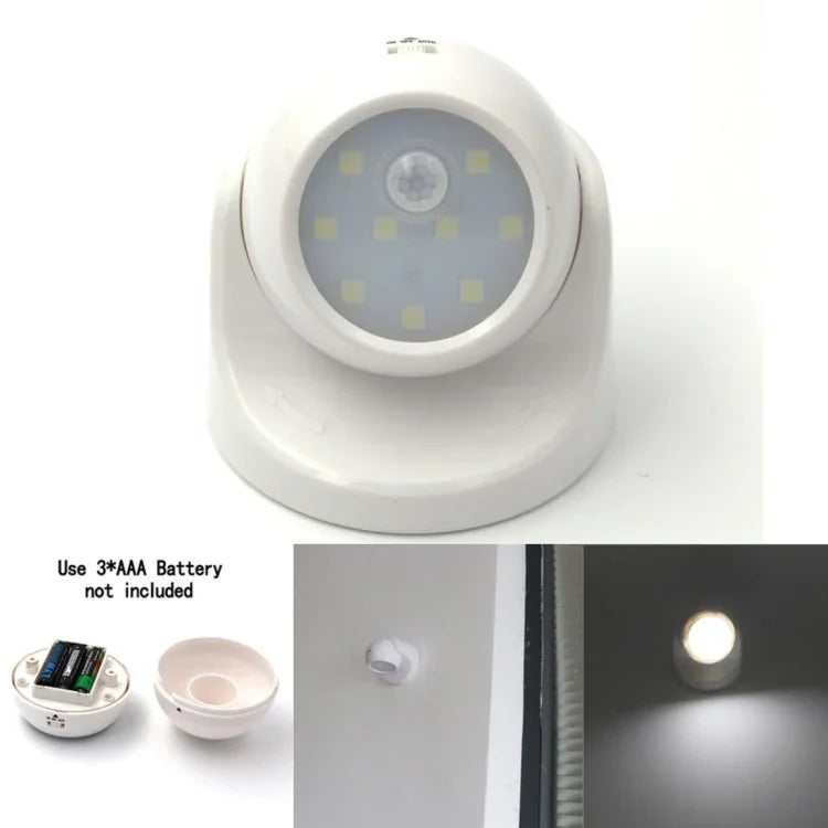 ไฟตู้เสื้อผ้าไร้สาย 9 ดวง LED 240 LM 6000K หมุนได้ 360 องศา เซ็นเซอร์ตรวจจับการเคลื่อนไหว ไฟกลางคืน ไฟผนัง สำหรับห้องนอน ห้องนั่งเล่น ห้องน้ำ ทางเดิน