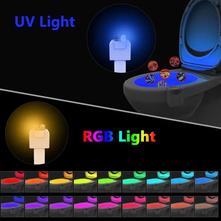 โถสุขภัณฑ์ที่นั่งห้องน้ำพร้อมไฟกลางคืน DC 5V ไฟฆ่าเชื้อ UV ตรวจจับการเคลื่อนไหว PIR
