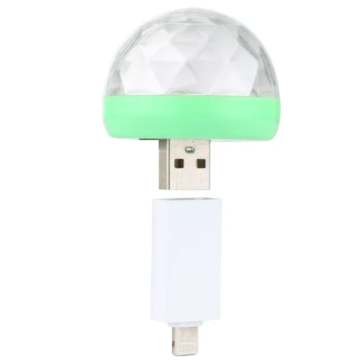 ไฟเวทีคริสตัลบอล LED RGB 4W USB พร้อมอะแดปเตอร์ 8 พิน, พร้อมอะแดปเตอร์ 8 พิน
