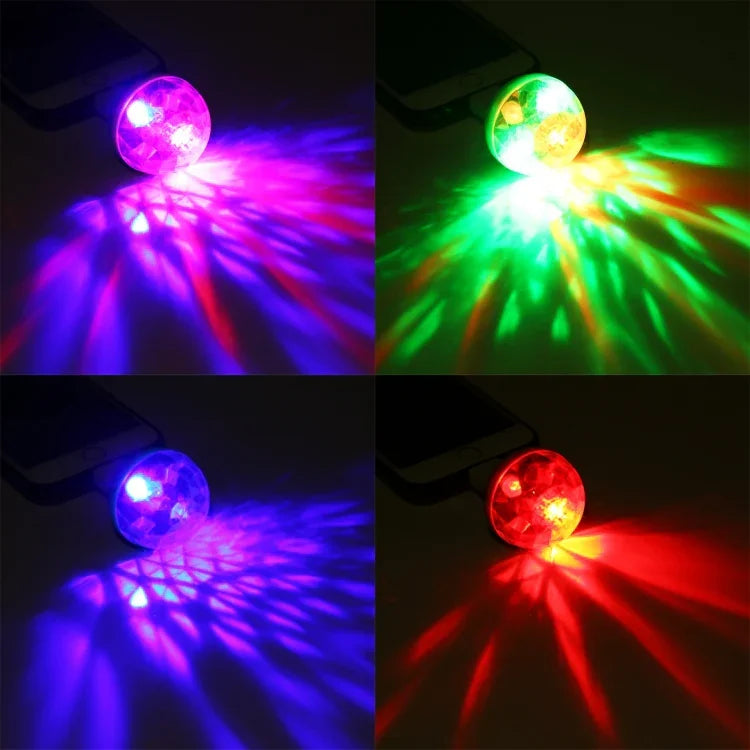 ไฟเวทีคริสตัลบอล LED RGB 4W USB พร้อมอะแดปเตอร์ 8 พิน, พร้อมอะแดปเตอร์ 8 พิน
