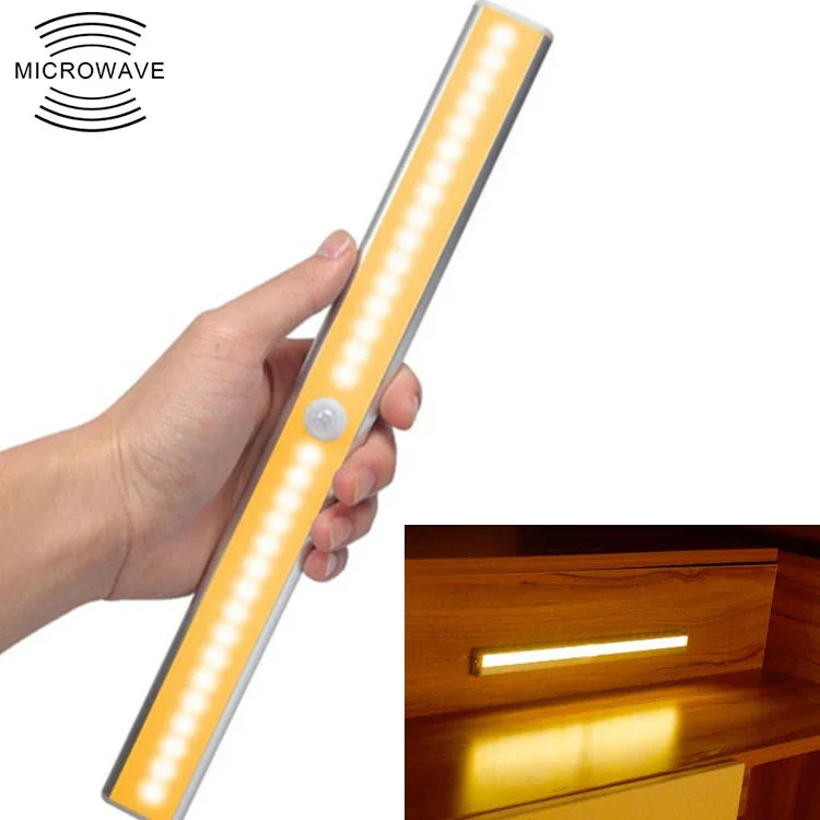 ไฟเซนเซอร์ตรวจจับร่างกายมนุษย์อัจฉริยะหน้าจอกว้าง 2.8W 20 ดวงไฟ LED สีขาวอุ่น ไฟทางเดินและตู้ LED รุ่นชาร์จ USB 2.8W 20 ดวงไฟ LED สีขาวอุ่น