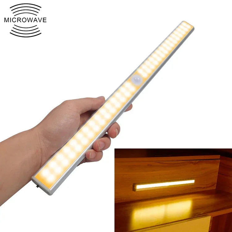ไฟเซนเซอร์ตรวจจับร่างกายมนุษย์อัจฉริยะหน้าจอกว้าง 2.8W 40 ดวงไฟ LED สีขาวอุ่น ไฟทางเดินและตู้ LED รุ่นชาร์จ USB 2.8W 40 ดวงไฟ LED สีขาวอุ่น