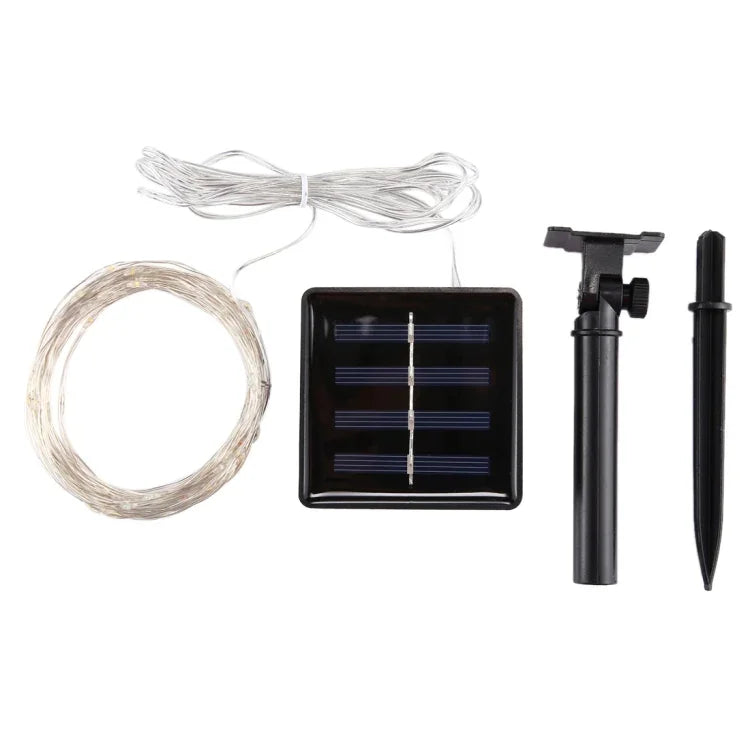 ไฟสายไฟสีเงินโซลาร์เซลล์ 20 เมตร 200 ดวง LED SMD 0603, DC 5V, 20 เมตร 200 ดวง LED สีสันสดใส, 20 เมตร 200 ดวง LED สีขาว