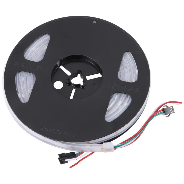 ไฟสายเชือกกันน้ำ WS2812B RGB 5050 SMD LED, 30 ดวง LED ต่อเมตร, DC 12V, ความยาว 5 เมตร