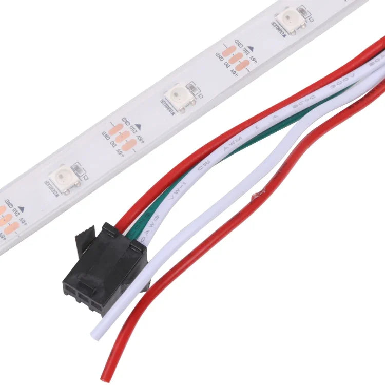 ไฟสายเชือกกันน้ำ WS2812B RGB 5050 SMD LED, 30 ดวง LED ต่อเมตร, DC 12V, ความยาว 5 เมตร