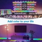 ไฟสายเชือกกันน้ำ WS2812B RGB 5050 SMD LED, 30 ดวง LED ต่อเมตร, DC 12V, ความยาว 5 เมตร