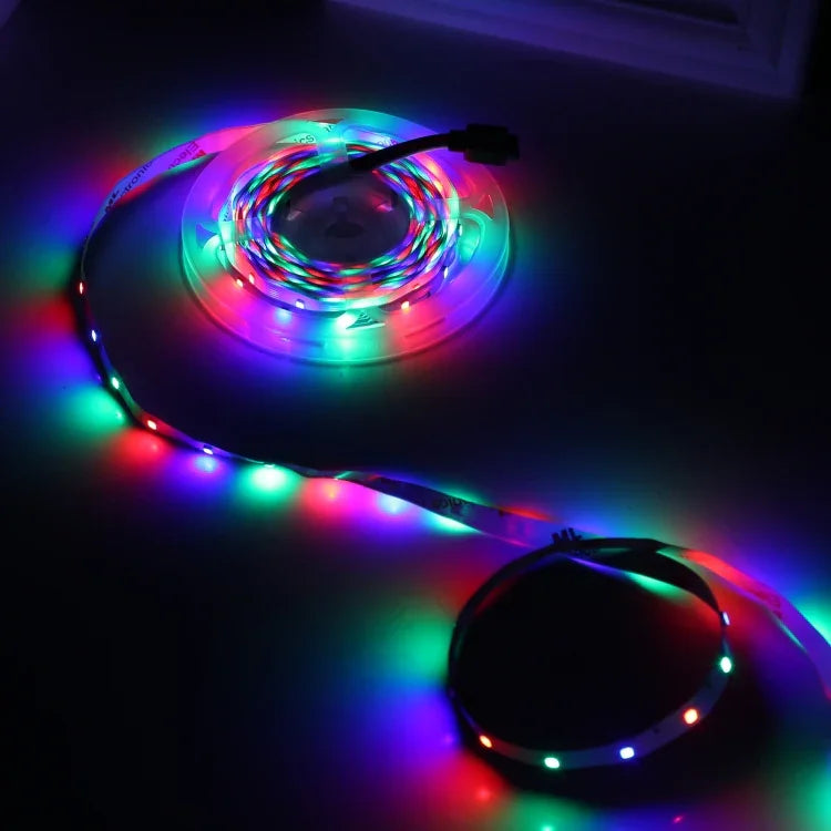 ไฟสายเชือก Bare Board 2835 SMD RGB LED, 60 ดวง LED ต่อเมตร, ความยาว 5 เมตร, 12V 2A 100-240V พร้อมรีโมทคอนโทรล 44 ปุ่ม