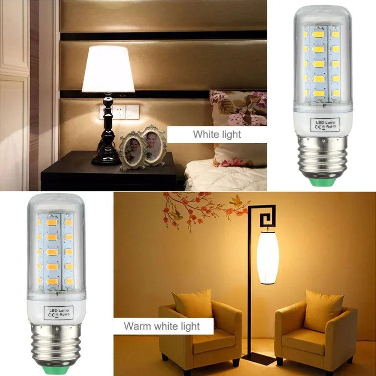 หลอดไฟประหยัดพลังงาน SMD 5730, DC 12-30V, E27 36 หลอด LED แสงขาว, E27 36 หลอด LED แสงวอร์มไวท์