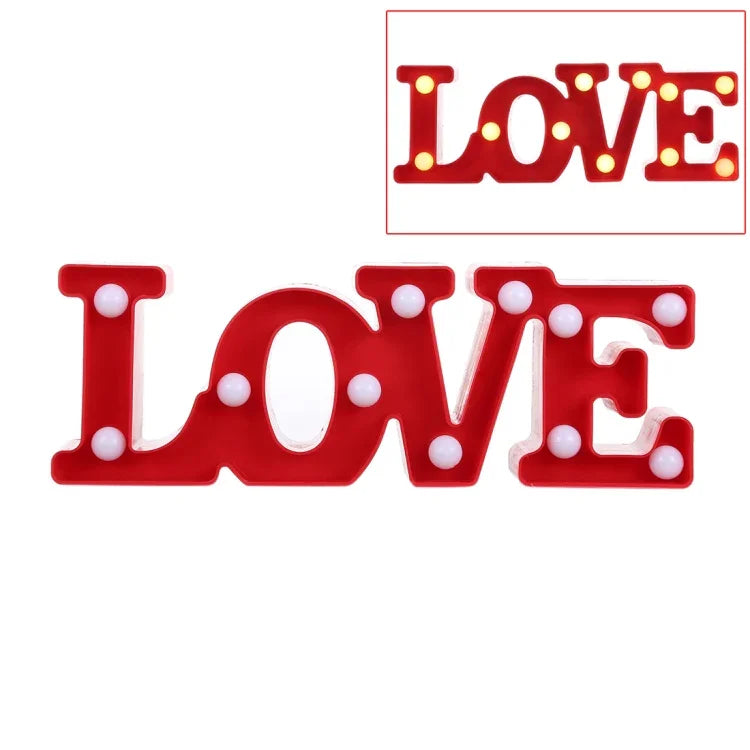 โคมไฟงานปาร์ตี้และเทศกาล ใช้ถ่าน AA 2 ก้อน รูปแบบ LOVE สีแดง และ LOVE สีขาว