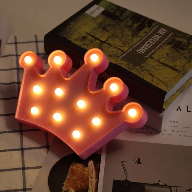 2 x AA Batteries Powered Party Festival Table Wedding Lamp Night Light, Small Crown(Pink), Small Crown(Blue), Small Crown(White)