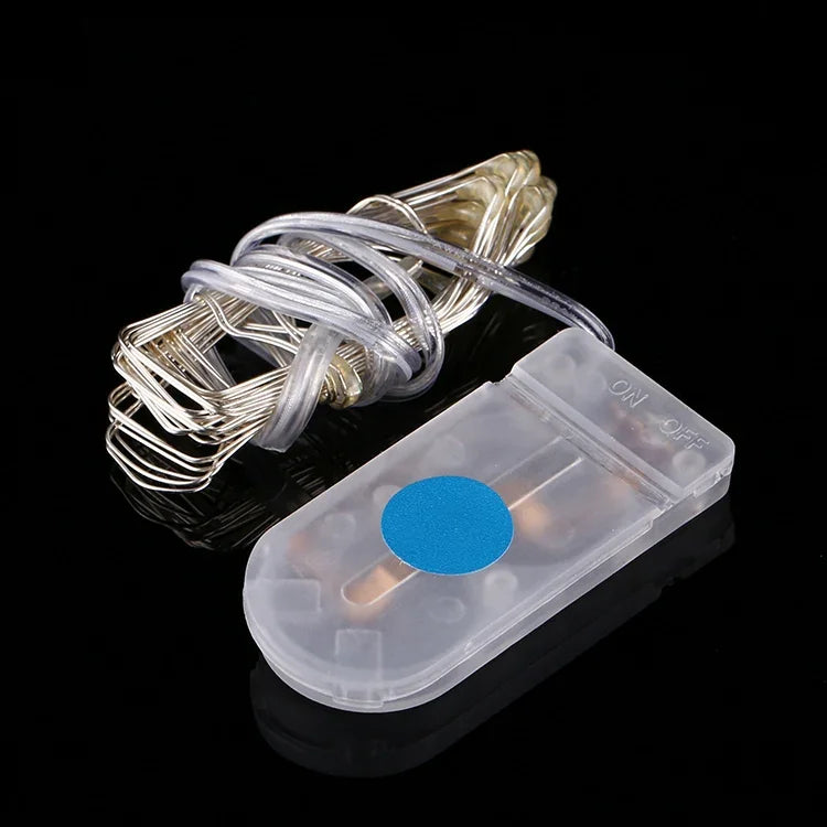 ไฟ LED 20 ดวง SMD 0603 กันน้ำ IP65 ใช้ถ่านกระดุม CR2032, ไฟสีน้ำเงิน 2 เมตร, ไฟสีเขียว 2 เมตร, ไฟสีแดง 2 เมตร