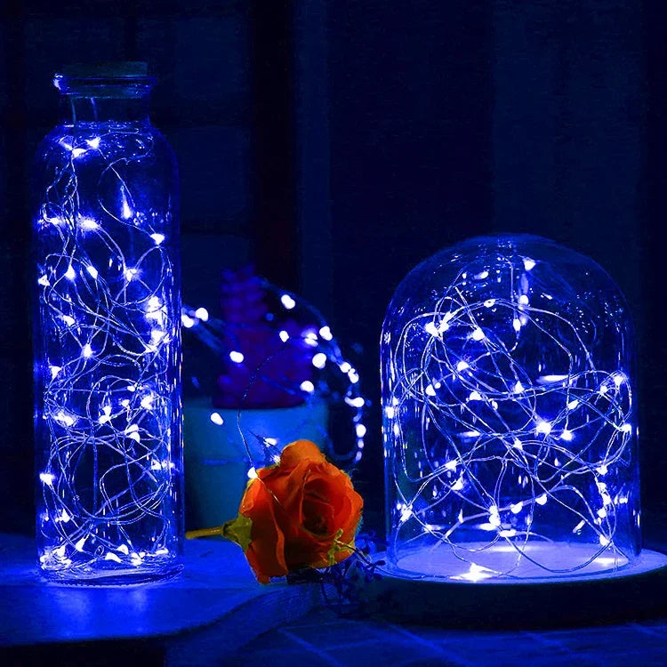 ไฟ LED 20 ดวง SMD 0603 กันน้ำ IP65 ใช้ถ่านกระดุม CR2032, ไฟสีน้ำเงิน 2 เมตร, ไฟสีเขียว 2 เมตร, ไฟสีแดง 2 เมตร