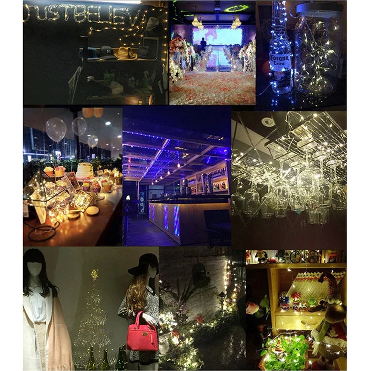 ไฟ LED 20 ดวง SMD 0603 กันน้ำ IP65 ใช้ถ่านกระดุม CR2032, ไฟสีน้ำเงิน 2 เมตร, ไฟสีเขียว 2 เมตร, ไฟสีแดง 2 เมตร