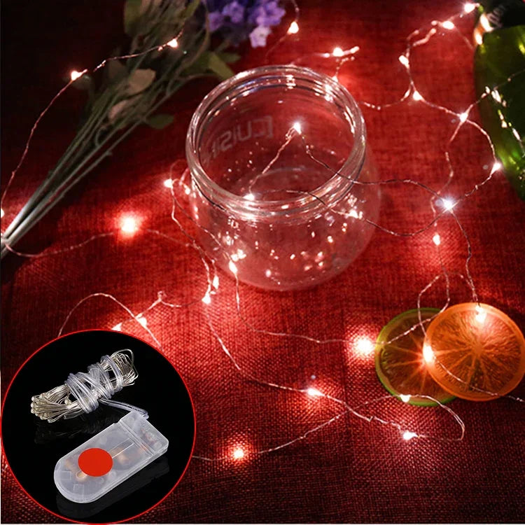 ไฟ LED 20 ดวง SMD 0603 กันน้ำ IP65 ใช้ถ่านกระดุม CR2032, ไฟสีน้ำเงิน 2 เมตร, ไฟสีเขียว 2 เมตร, ไฟสีแดง 2 เมตร